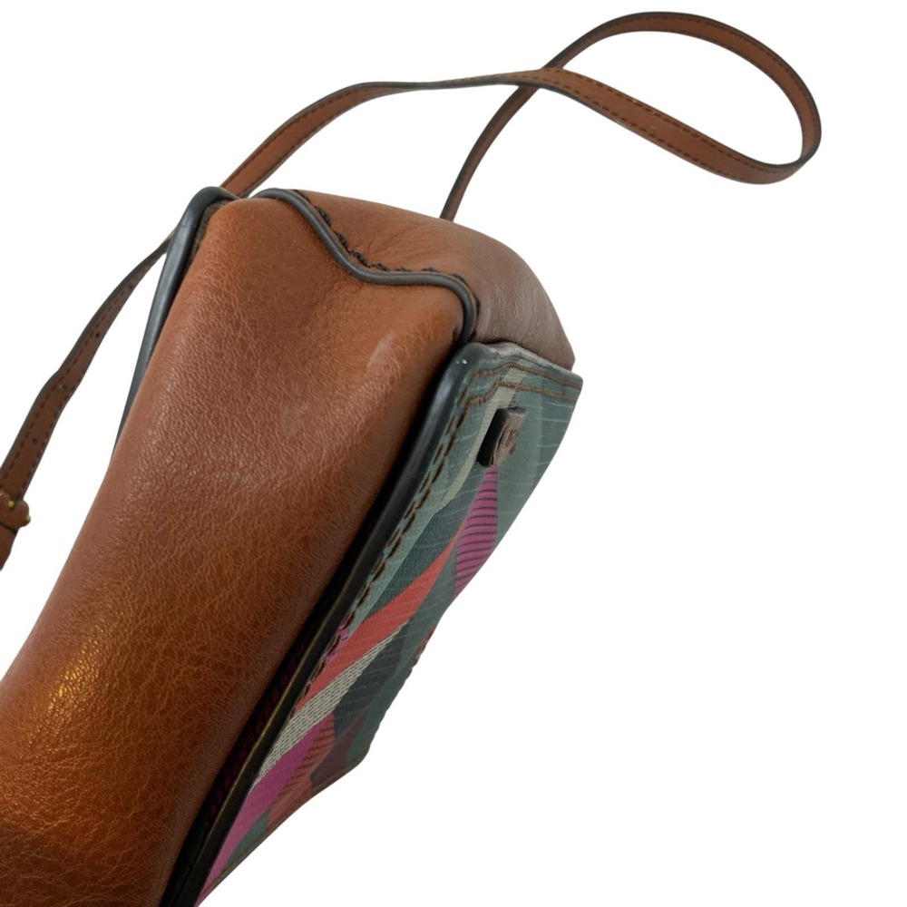 Fossil Crossbody Leather Trim Coated Canvas Chevron Campbell Purse Organize‎ - Picture 5 of 16